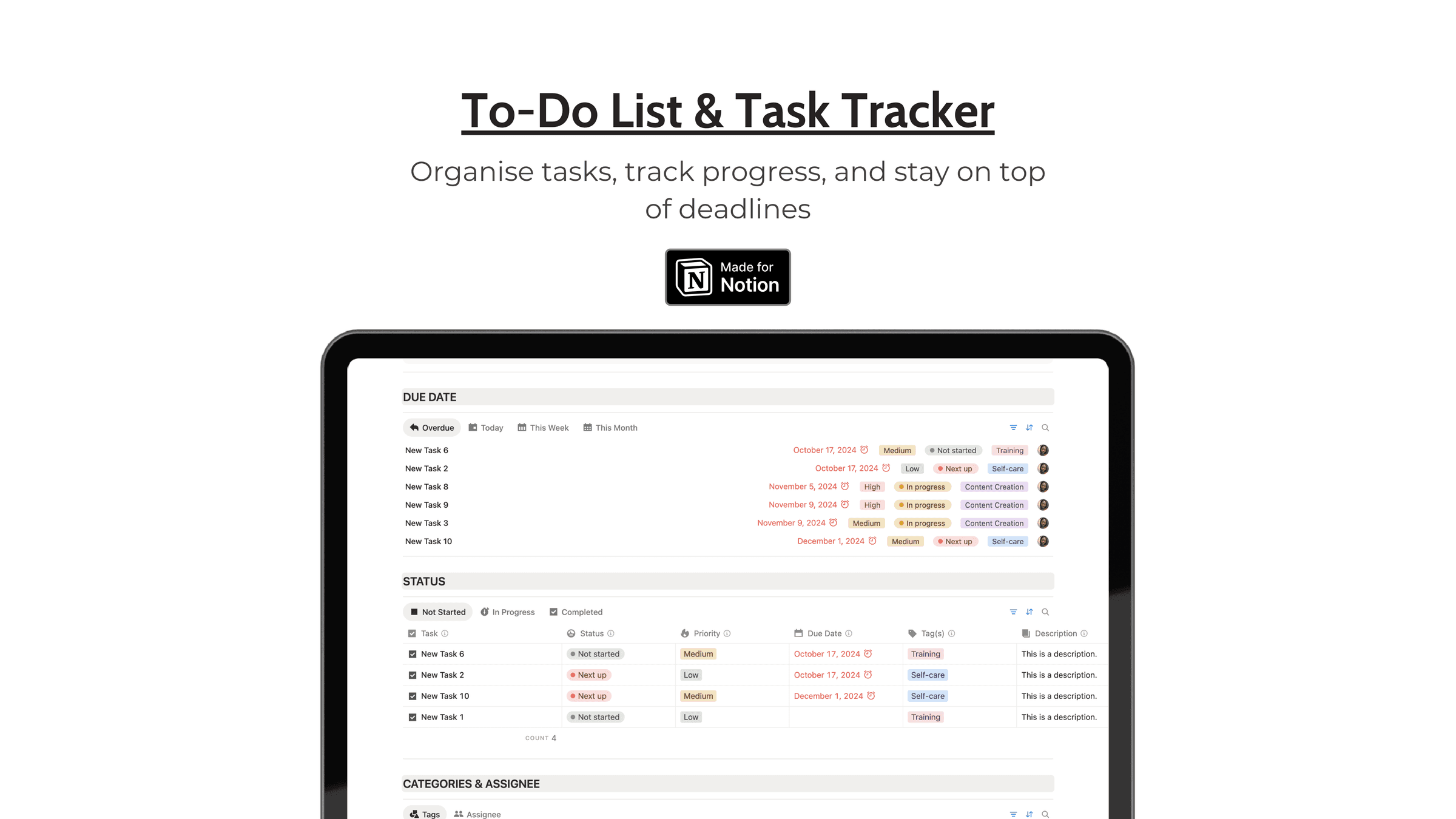 To-Do List & Task Tracker Notion Template — preview 1 of 2